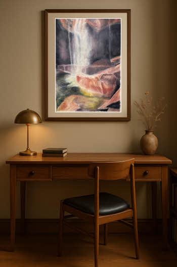             Styx contemporary realism waterfall painting by M.S. Miller.        